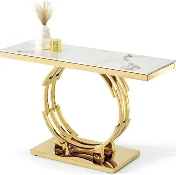 Konzolový stolek Konzolový stolek KALEI - bílý mramor / zlatý