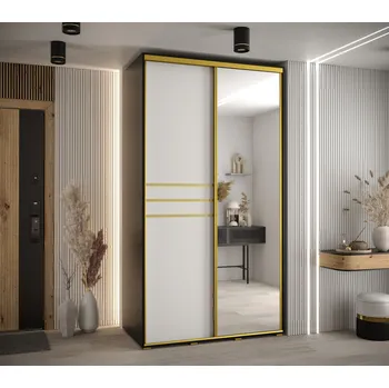 Šatní skříň Šatní skříň ASIRI 11 - 130/60 cm, černá / bílá / zlatá