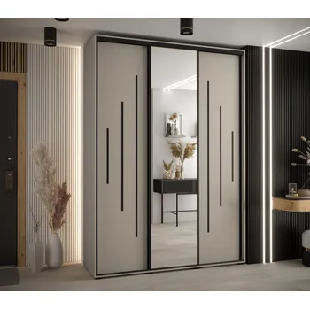 Šatní skříň Šatní skříň INDIRA 13 - 180/45 cm, kašmír / černá