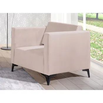 Křeslo Čalouněné křeslo SIMON - béžové / nožičky černý lesk