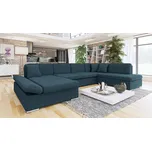 Rozkládací sedačka do U PHOENIX - tmavá modrá, levý roh