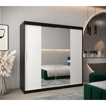 Šatní skříň Skříň s posuvnými dveřmi v šířce 200 cm TIMEA 1 - černá / bílá
