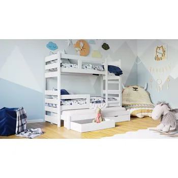 Dětská postel Patrová postel 75x180 SIGNE s přistýlkou - bílá