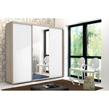 Šatní skříň Třídveřová šatní skříň 278/215 LEONARDO - dub sonoma / bílá