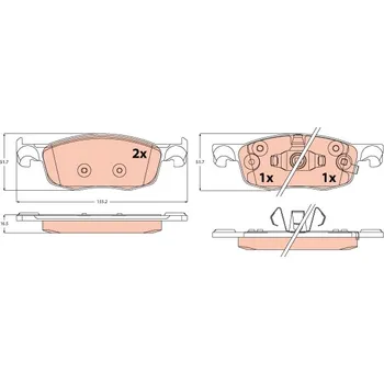 Brzdová destička Sada brzdových destiček, vždy 4 kusy v sadě TRW GDB2576