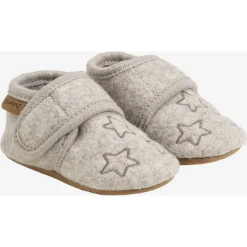 Dětská sálová obuv Dětské bačkůrky (capáčky) 100% vlna En Fant - šedé s výšivkou Morel Velikost: 25/26