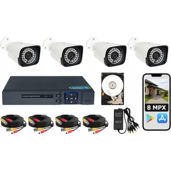 IP kamera SADA 4 VENKOVNÍCH KAMER 4K ULTRA HD 8 MPX pro monitoring, DISK 3TB