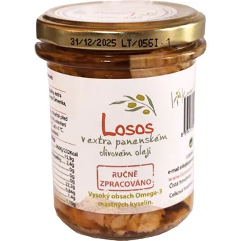 Divoký losos v extra panenském olivovém oleji Arbequina, 200 g