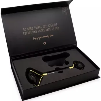 Masáž Masážní sada na obličej (Jade roller & Gua Sha) - černá