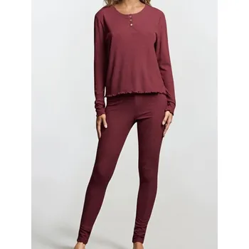 Dámské pyžamo Sinsay - Žebrované dvoudílné pyžamo - burgundy - 171GF-53X - 171GF-53X-XXL