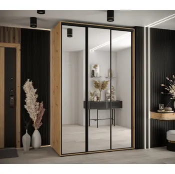 Šatní skříň Šatní skříň YVONA 2 - 150/60 cm, dub artisan / černá