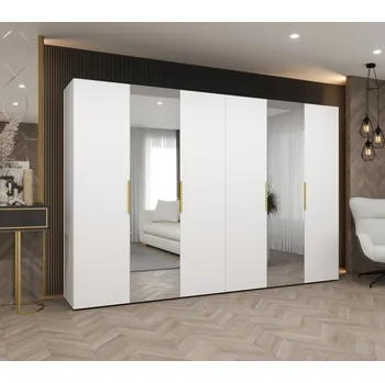 Šatní skříň Šatní skříň 300 cm KUBRA - bílá / zlatá