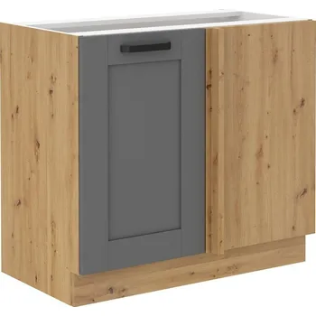 Kuchyňská linka Prodloužená rohová skříňka LAILI - šířka 105 cm, šedá / dub artisan