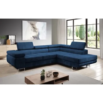 Sedací souprava Rozkládací rohová sedačka PARASKA L - modrá, pravý roh