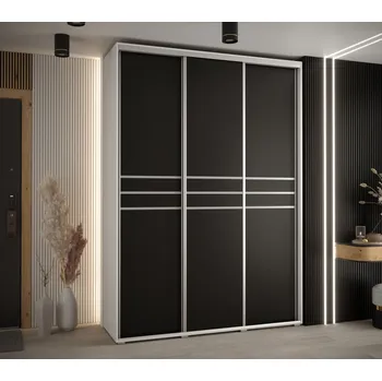 Šatní skříň Šatní skříň YVONA 10 - 170/45 cm, bílá / černá / stříbrná