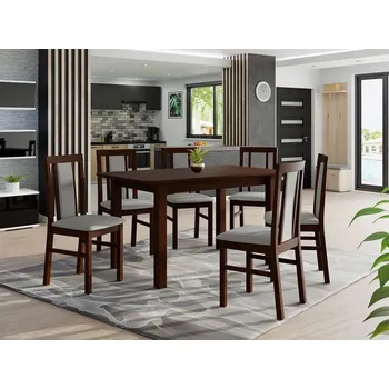 Jídelní stůl Jídelní sestava 6+1 HARDIN 3 - ořech / šedá