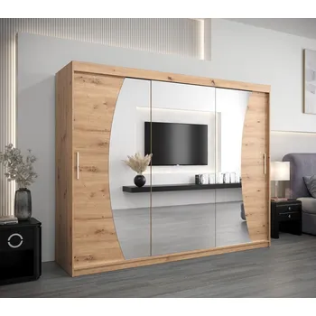 Šatní skříň Skříň s posuvnými dveřmi SIMONA - 250 cm, dub artisan