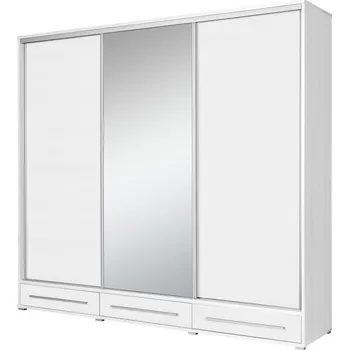 Šatní skříň Velká šatní skříň 255 cm se zrcadlem BROOTEN - bílá