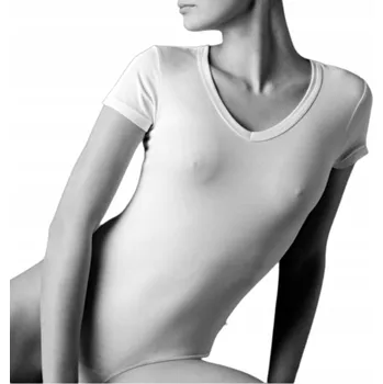 Body Dámské bavlněné body s elastanem ATLANTIC LVB-001 krátký rukáv bílé *M*