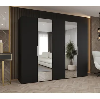 Šatní skříň Šatní skříň 250 cm KUBRA - černá / stříbrná