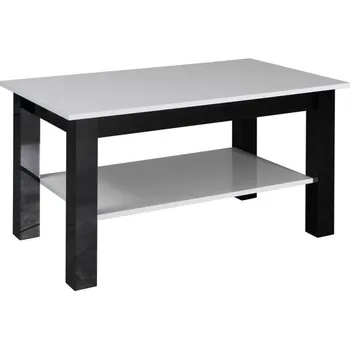Konferenční stolek Konferenční stolek s poličkou DASSEL 1 - lesklý černý / lesklý bílý