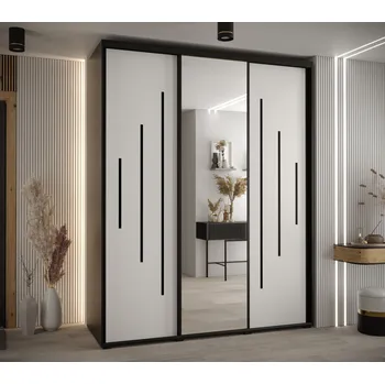 Šatní skříň Šatní skříň YVONA 13 - 190/60 cm, černá / bílá / černá