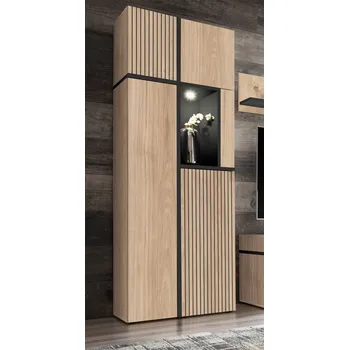 Policová skříň Vysoká skříň CELINE - hickory jackson / černá