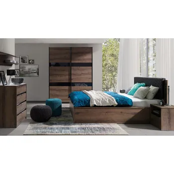 Ložnicová sestava VENETI PEORIA dub monastery / lesklá černá