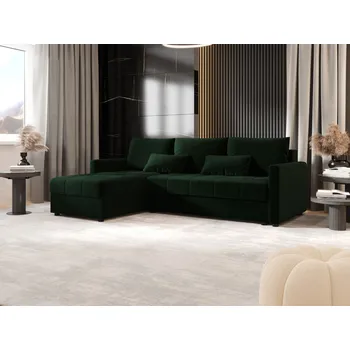 Sedací souprava Rozkládací sedací souprava ADELINDE - tmavě zelená, levý roh