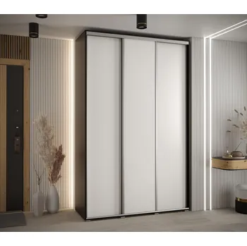 Šatní skříň Šatní skříň YVONA 1 - 160/45 cm, černá / bílá / stříbrná