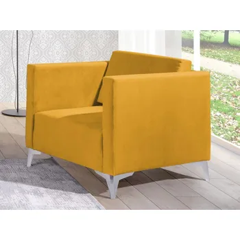 Křeslo Čalouněné křeslo SIMON - žluté / kovové nožičky