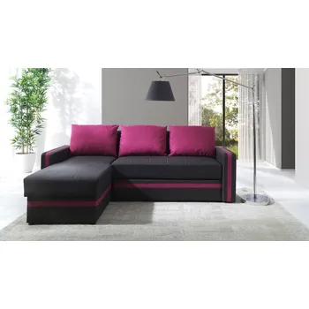 Sedací souprava Rohová rozkládací sedací souprava SPARKS 2 - černá / růžová