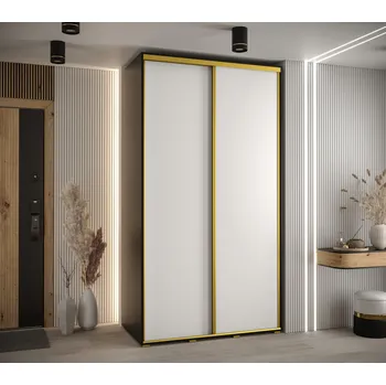 Šatní skříň Šatní skříň YVONA 1 - 140/60 cm, černá / bílá / zlatá