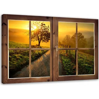 Obraz Obraz na plátně 60x40 okno - cesta k západu slunce