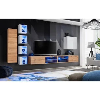 Obývací stěna Stěna do obývacího pokoje RIONATA 26 - dub wotan / bílá