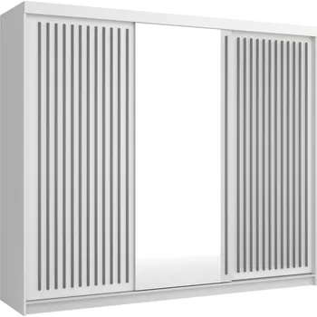 Šatní skříň Šatní skříň se zrcadlem 250/62 KAREN - bílá / šedá