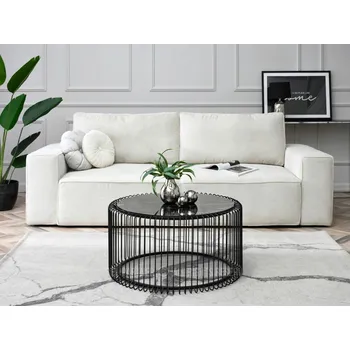 Konferenční stolek Kulatý konferenční stolek IRAKLI - černý mramor / černý