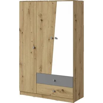 Šatní skříň Kombinovaná šatní skříň 120 cm CHIMA 2 - dub artisan / bílá / šedá