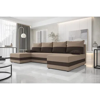 Sedací souprava Moderní rohová sedačka do U HORTENZIE - hnědá / tmavě hnědá