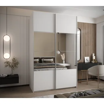 Šatní skříň Dvoudveřová skříň SAMARA 4 - 160 cm, bílá / stříbrná