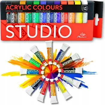 Vodová barva Akrylové barvy Phoenix vícebarevné 12 ks 12 ml