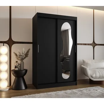 Šatní skříň Šatní skříň 120 cm BEYZA se zrcadlem - černá