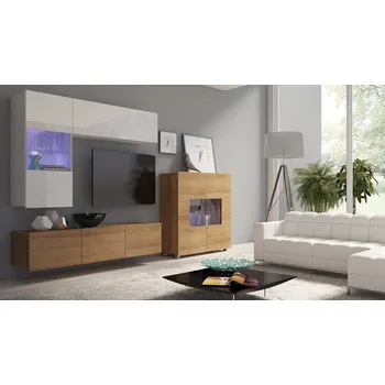 Obývací stěna Obývací stěna CHEMUNG 3 - dub zlatý / lesklá bílá