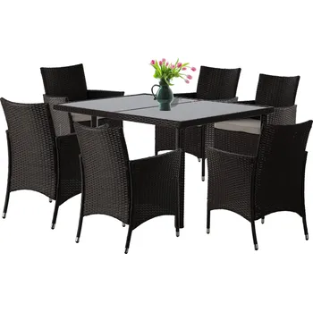 Zahradní sestava Ratanový zahradní set ARIANA - tmavě hnědý / béžový