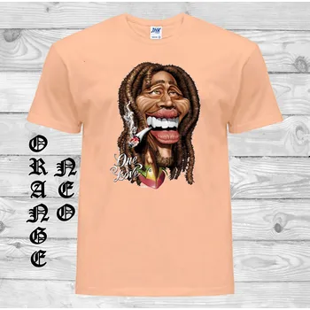 Pánské oblečení levne-bavlnene-tricko-potisk-bob-marley Barva: Orange neo - matně oranžová, velikost: XL