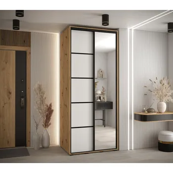 Šatní skříň Šatní skříň YVONA 5 - 120/60 cm, dub artisan / bílá / černá