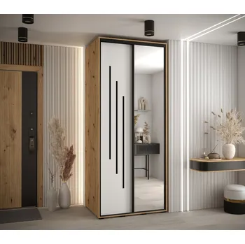 Šatní skříň Šatní skříň YVONA 9 - 120/60 cm, dub artisan / bílá / černá