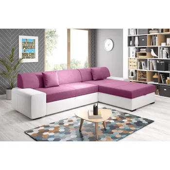 Sedací souprava Rohová sedací souprava CHRISTEL - bílá / fialová, pravý roh