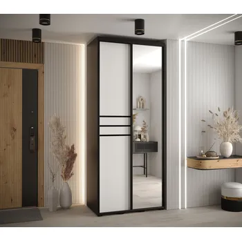 Šatní skříň Šatní skříň YVONA 11 - 110/45 cm, černá / bílá / černá