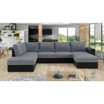 Sedací souprava Rozkládací sedačka do U s úložným prostorem TUCSON 1 - černá / šedá, levý roh